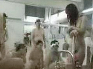 Naughty Teen Slut Gets Horny in Public Bathhouse with Asian Clothes Slip-off